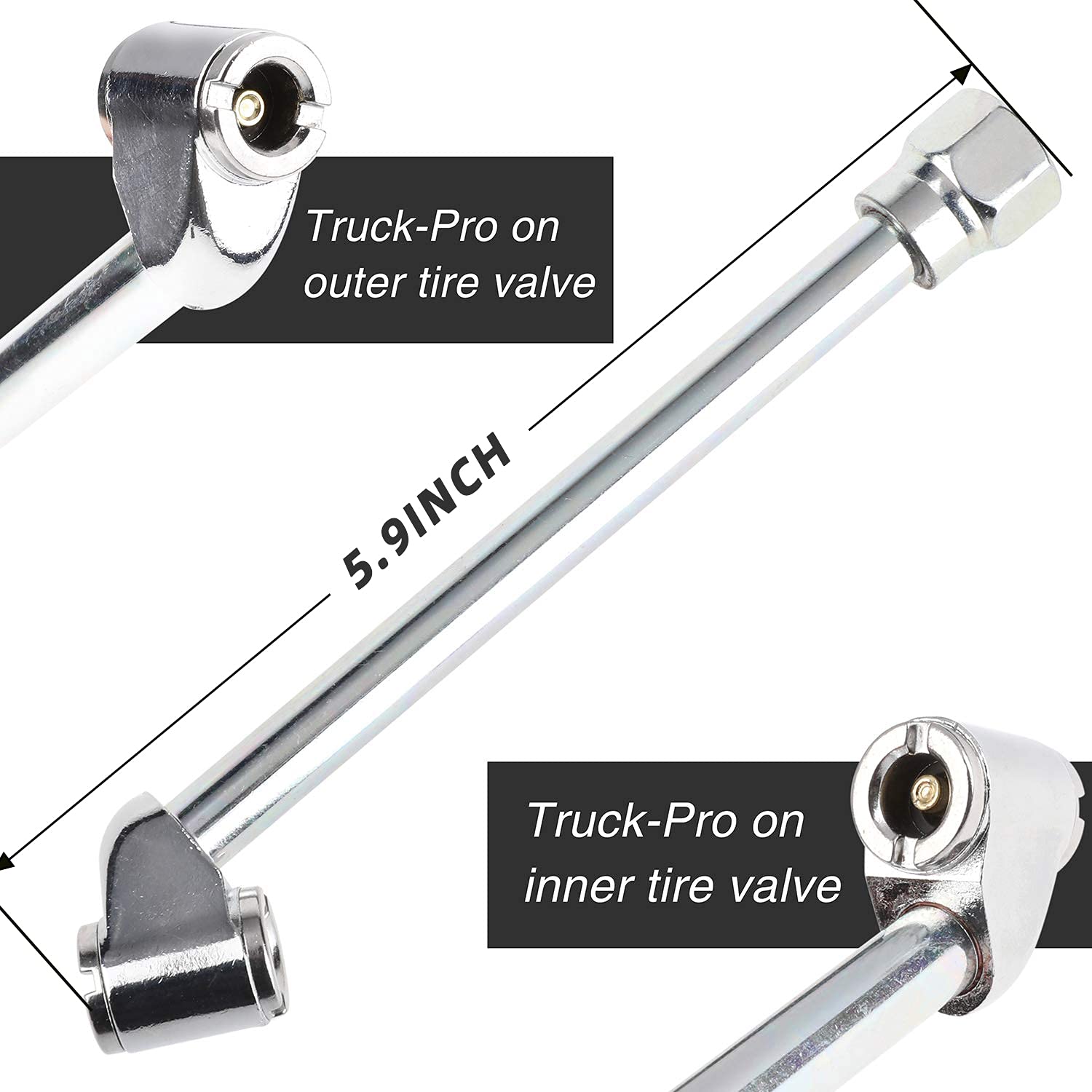 Hromee dual-head chuck detail demonstrating access to inward-facing valve stems
