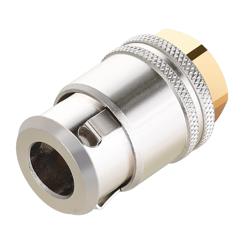 Hromee front view of lock-on chuck showing closed-flow body and sleeve benefit fast secure connection