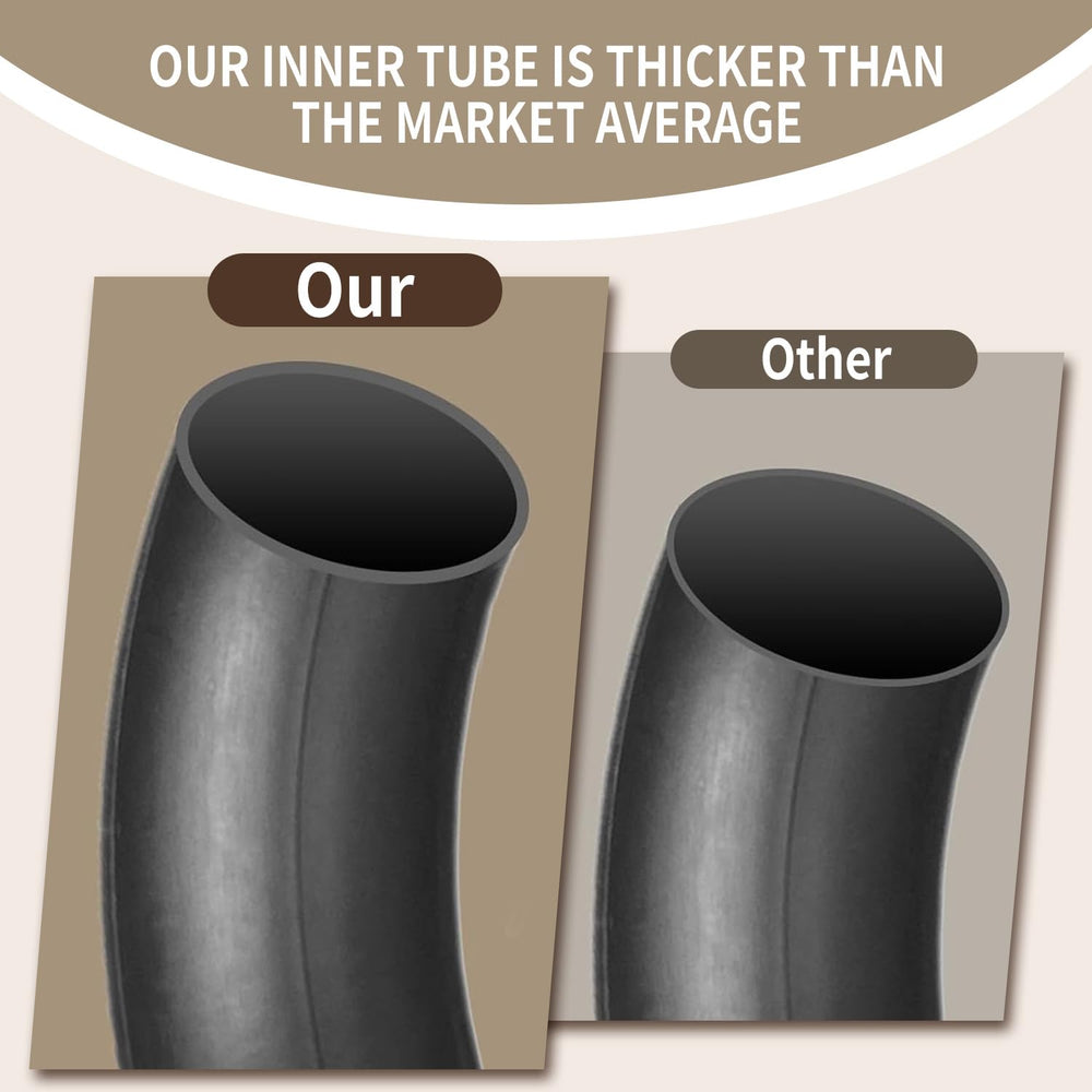 Hromra inner tube next to ruler showing size compatibility for accurate selection