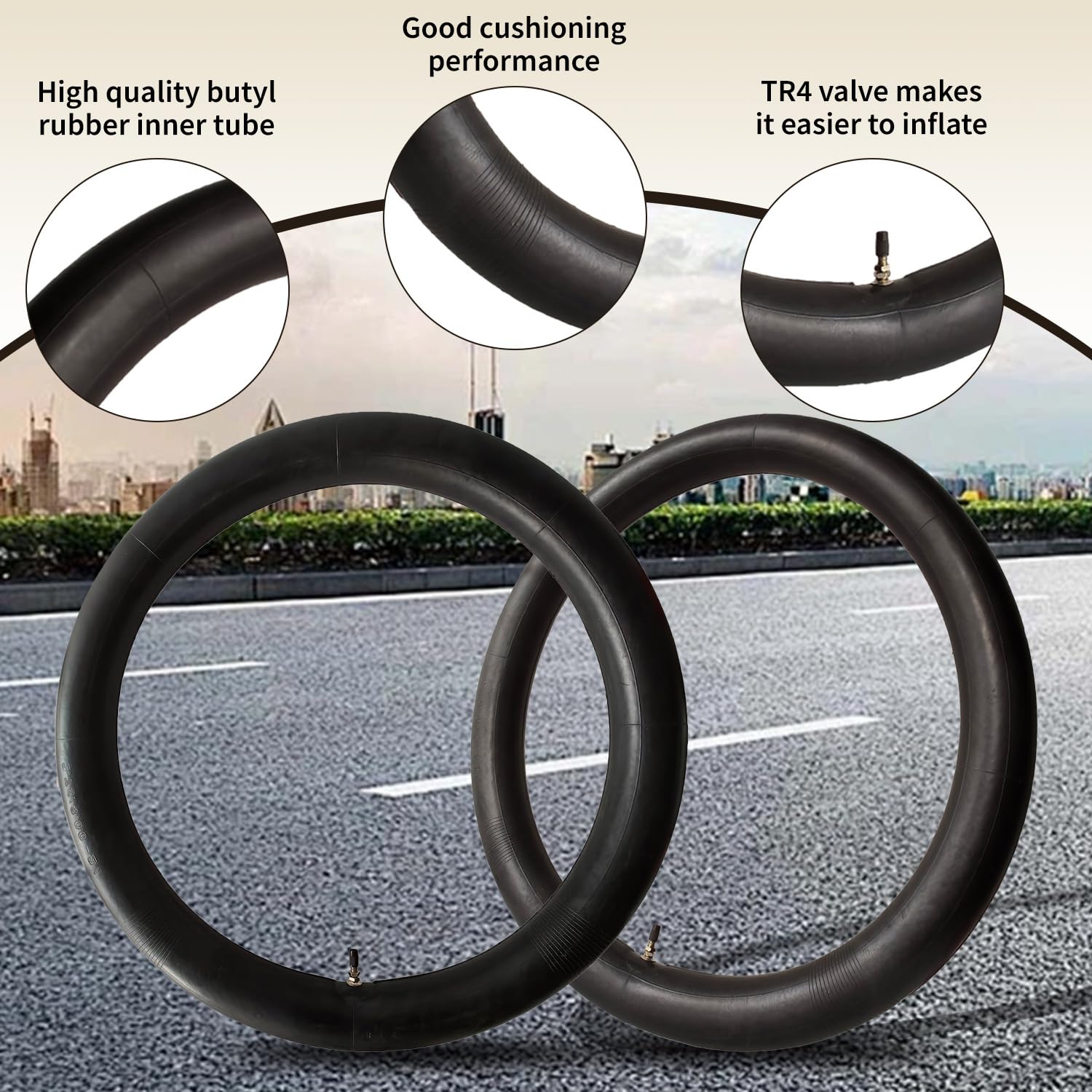 Hromra valve stem detail view showing secure fit and easy inflation access