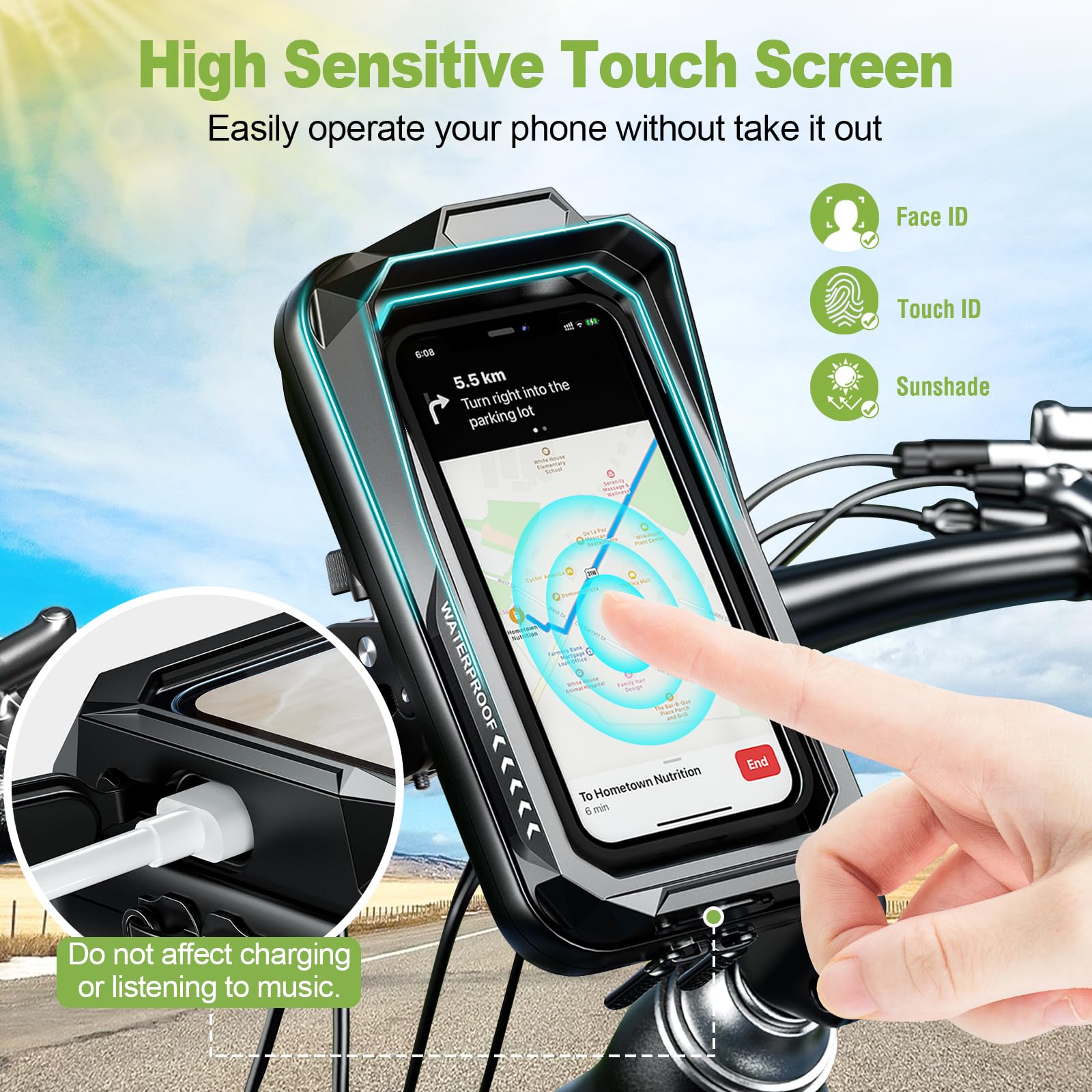 HUANLANG close-up of touch window demonstrating responsive touchscreen access on the go