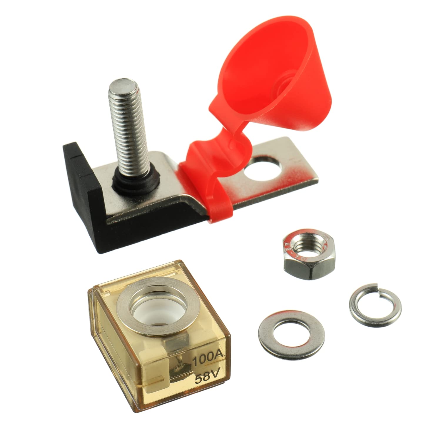 HUAREW close-up of M8 stainless stud and self-locking nut showing corrosion resistance