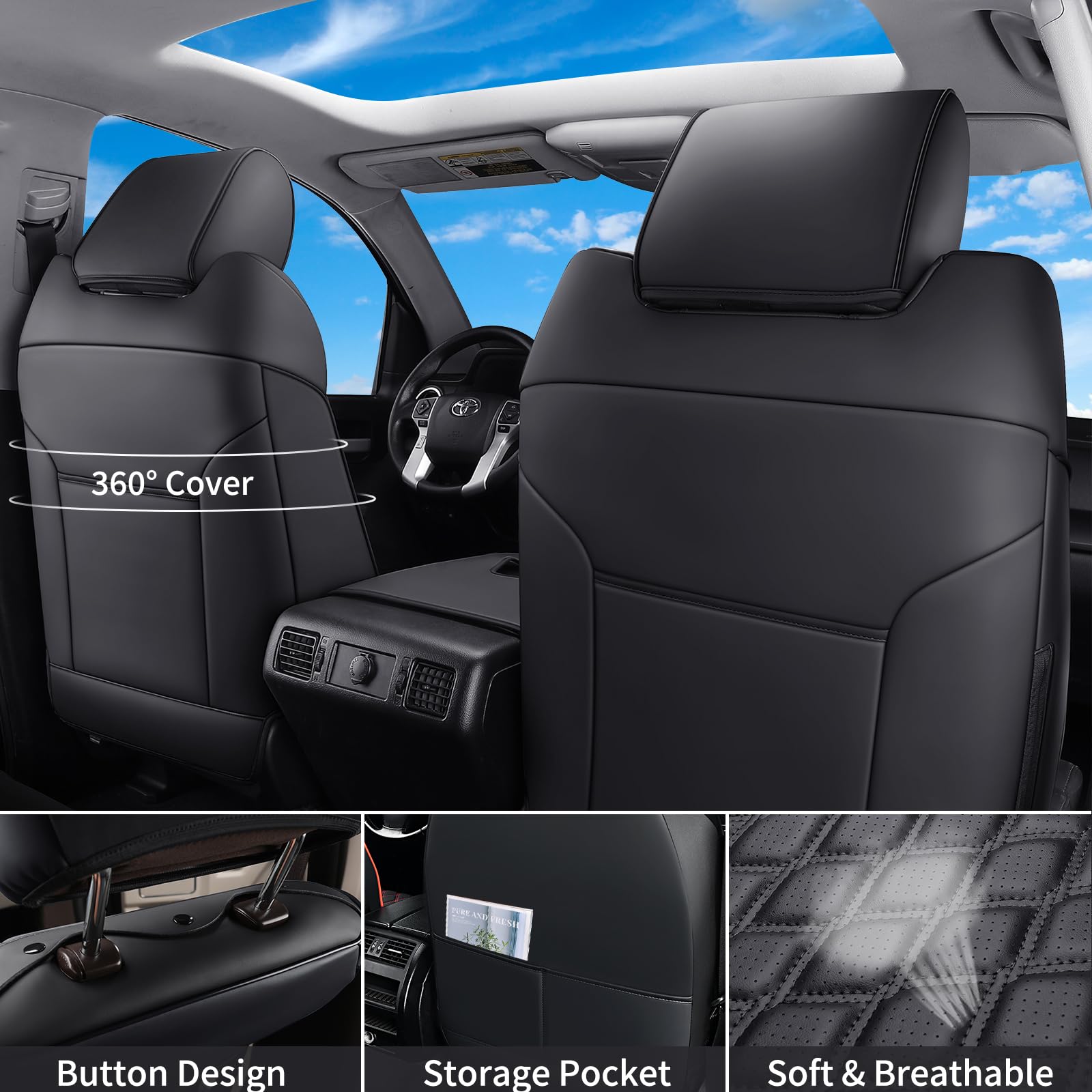 Huidasource headrest covers close-up showing uniform fit and comfortable support