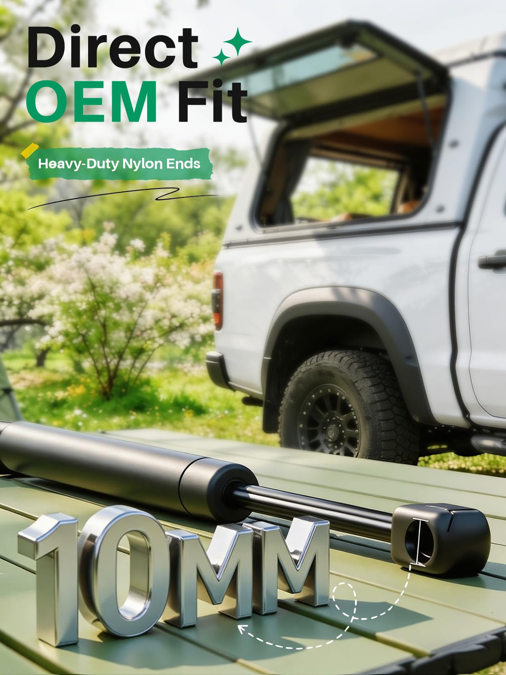 HUOPO gas strut installed on truck tool box lid, demonstrates smooth controlled lift