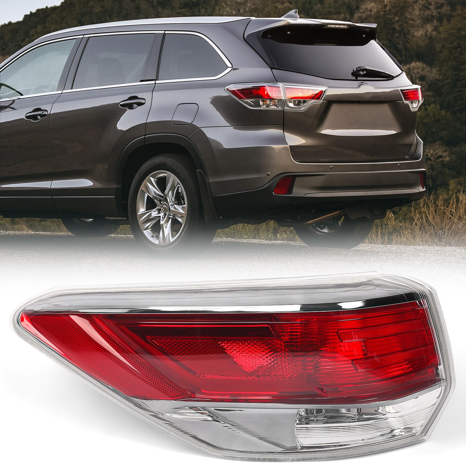Huray left outer tail light front view showing clear and red lens for accurate replacement