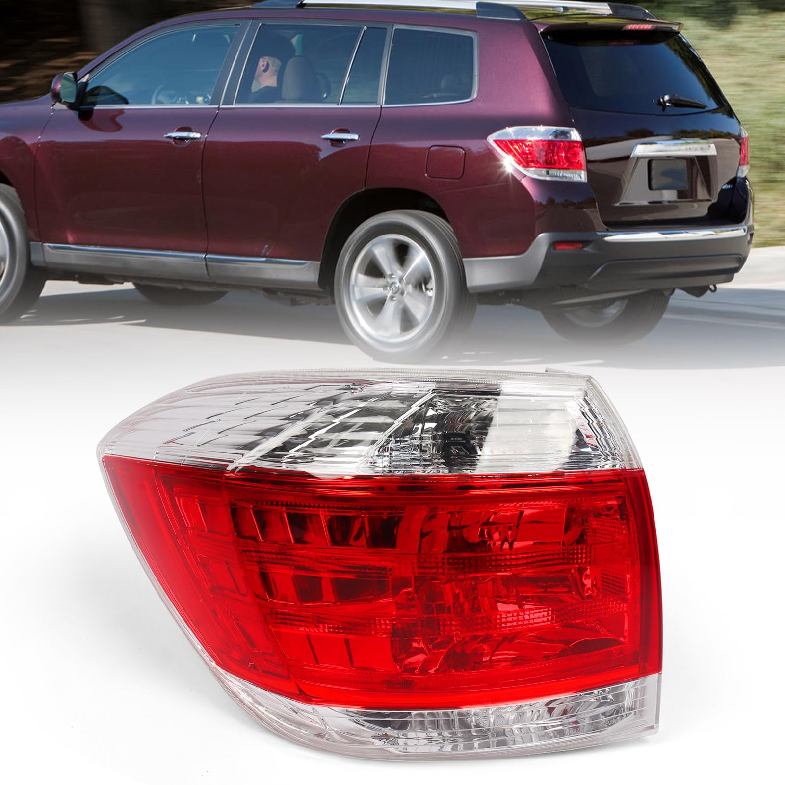 Huray left tail light front view showing clear and red lens, restoring rear visibility