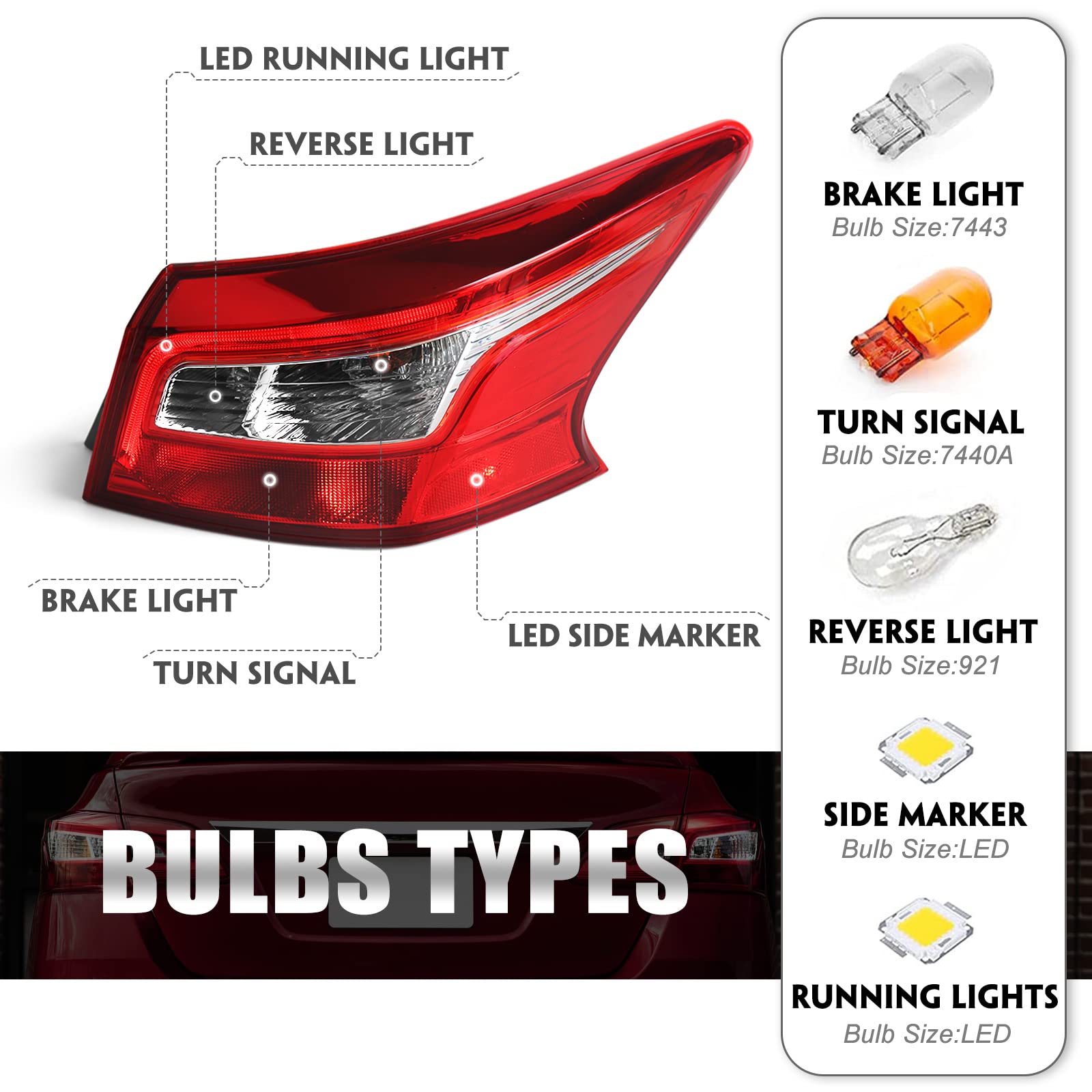 Huray right tail light close-up showing lens texture and durable finish benefit