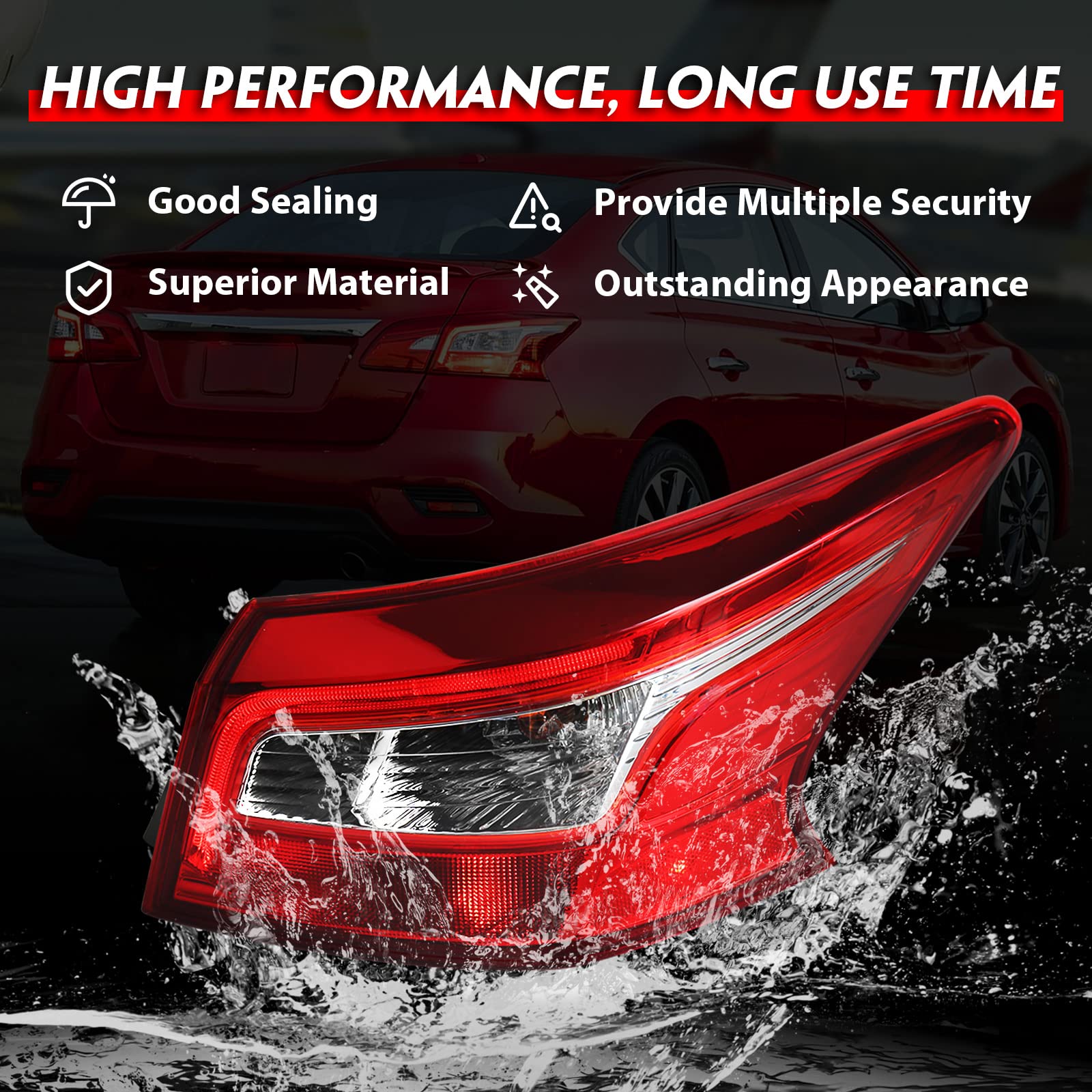 Huray tail light illuminated at night on Sentra showing improved visibility benefit