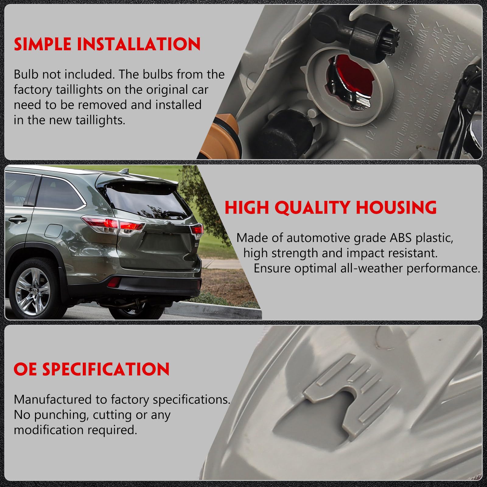 Huray tail light lens texture detail showing clear finish and durability
