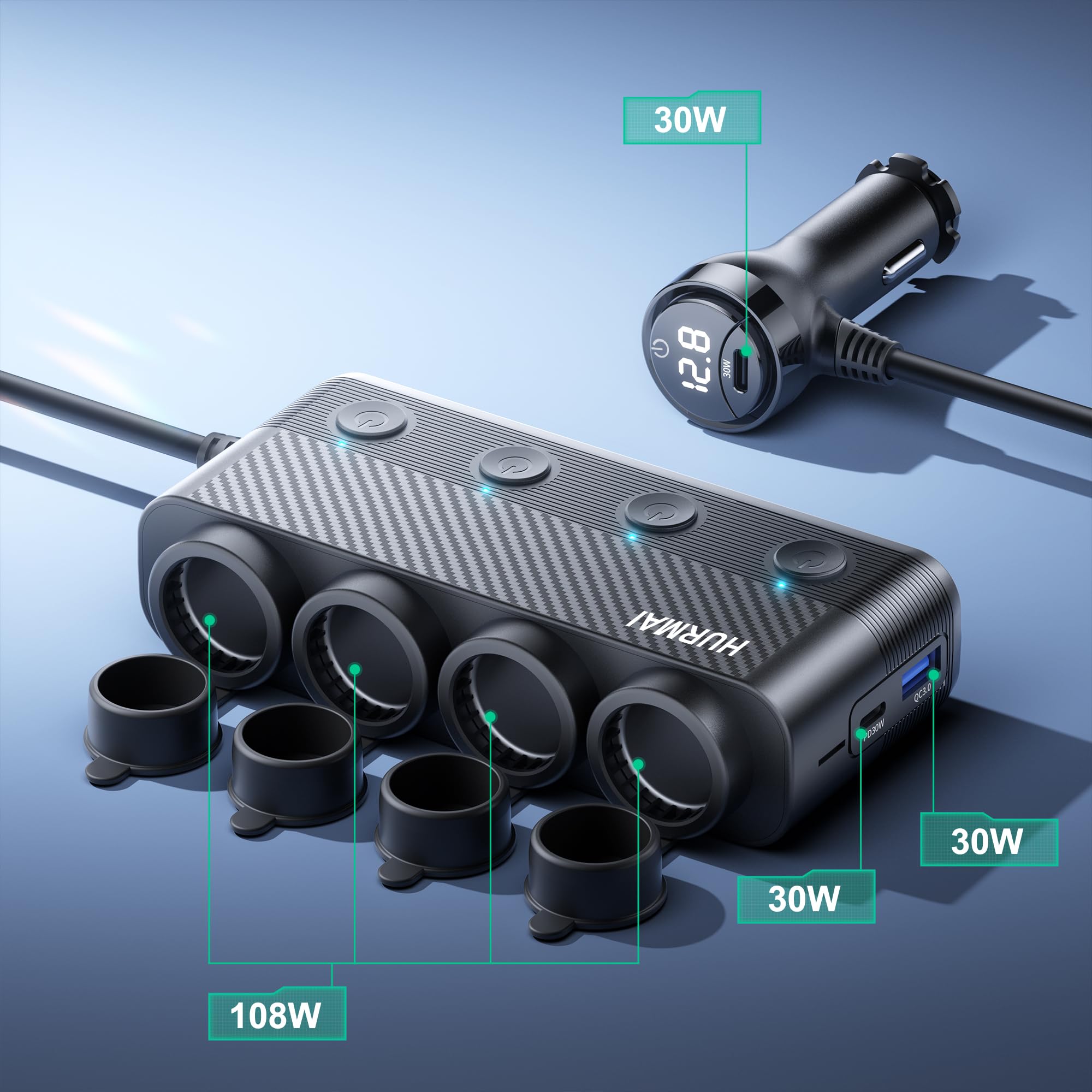 HURMAI LED voltage display close-up offering real-time battery monitoring benefit