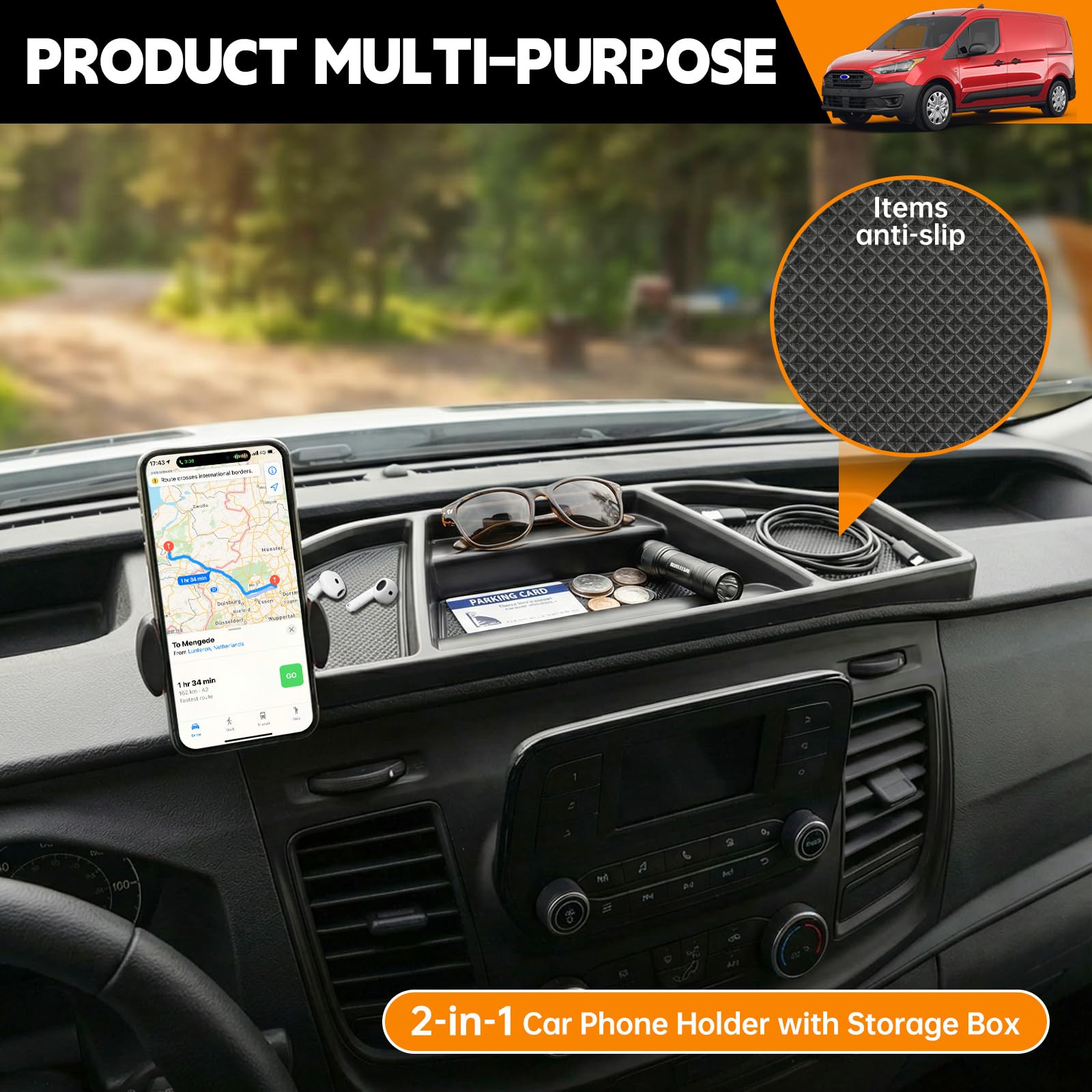 HUYINPJ mounted with phone in landscape for improved navigation visibility