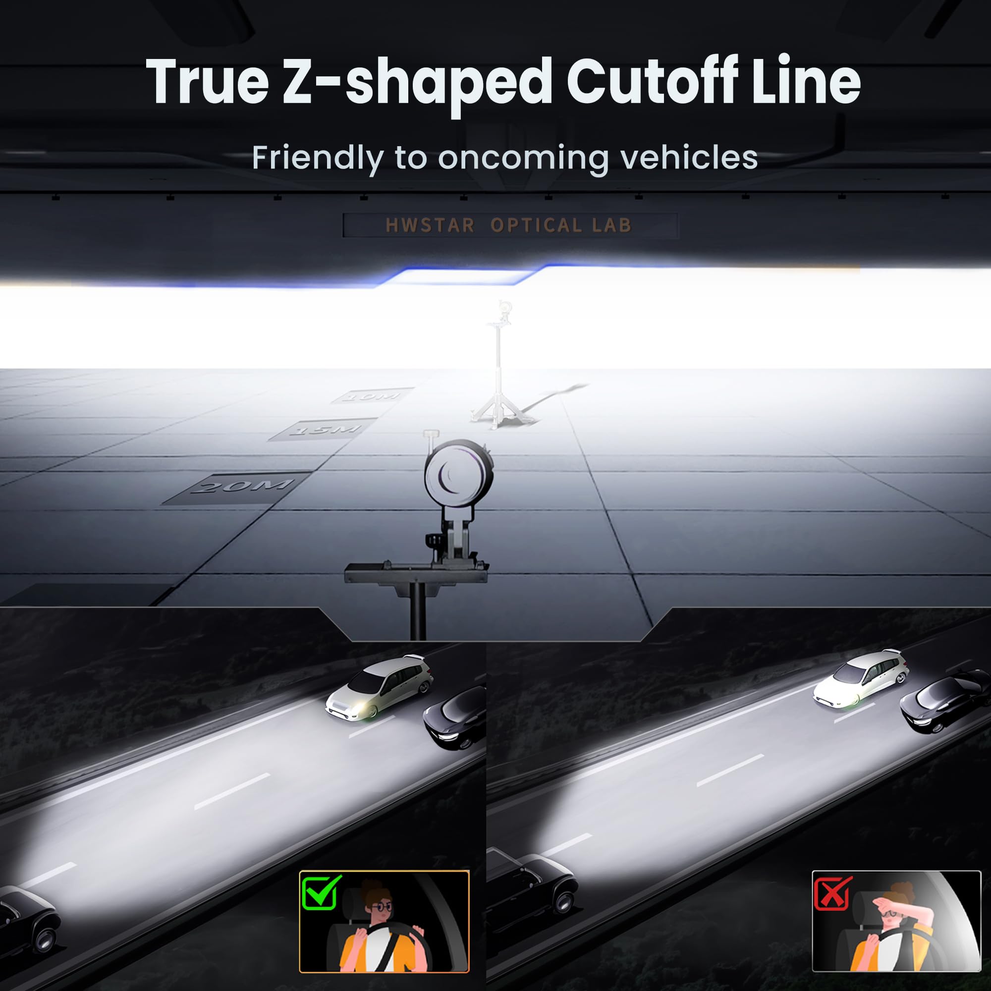 HWSTAR installed on Jeep Wrangler showing brighter road illumination benefit