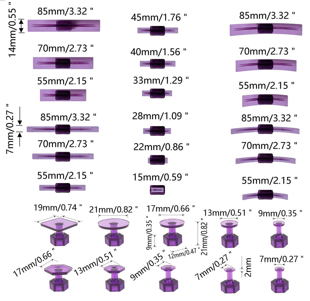 Hyamass assorted tab sizes laid out to show variety for different dents benefit