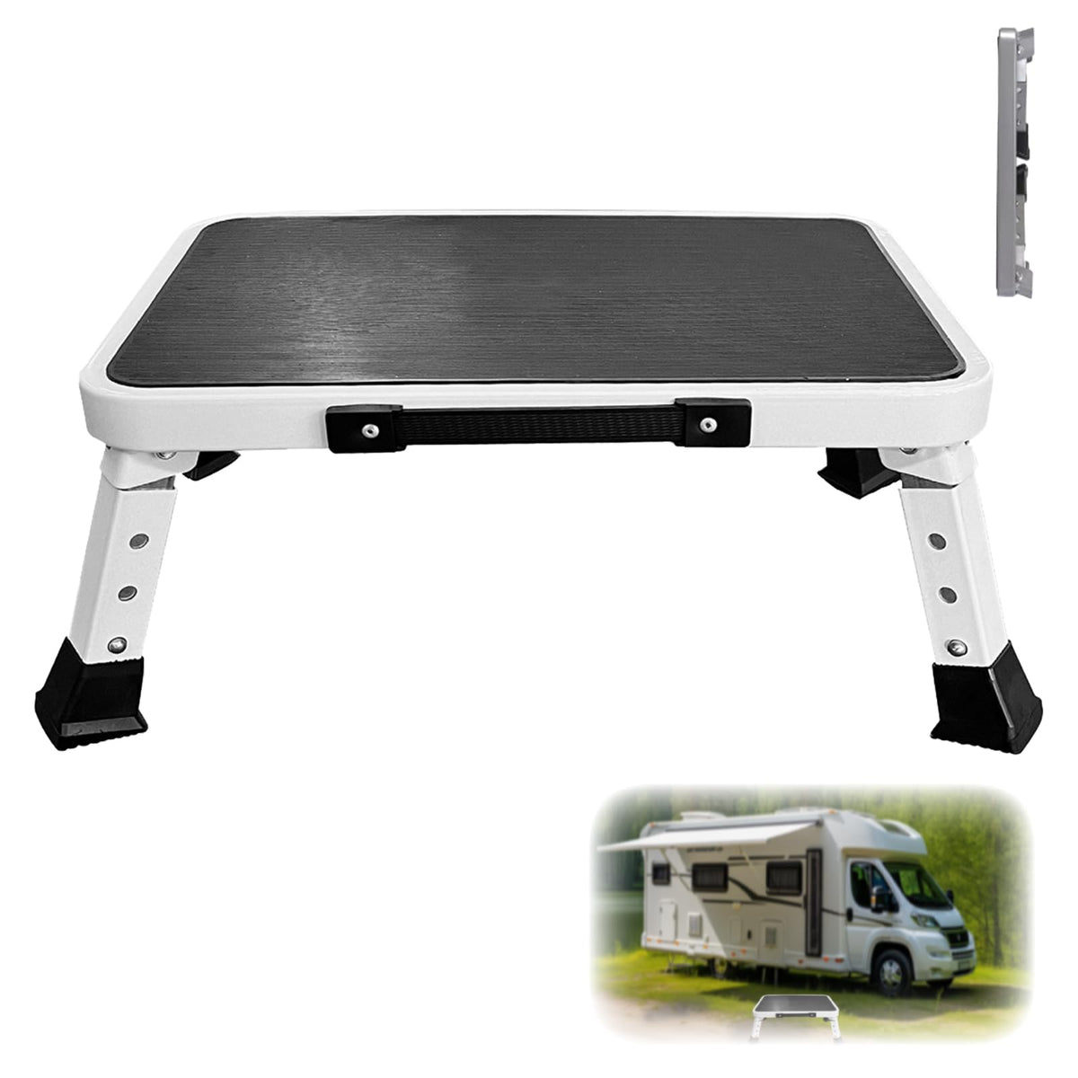 HYMIC front view of the step stool showing sturdy frame and stable base benefit