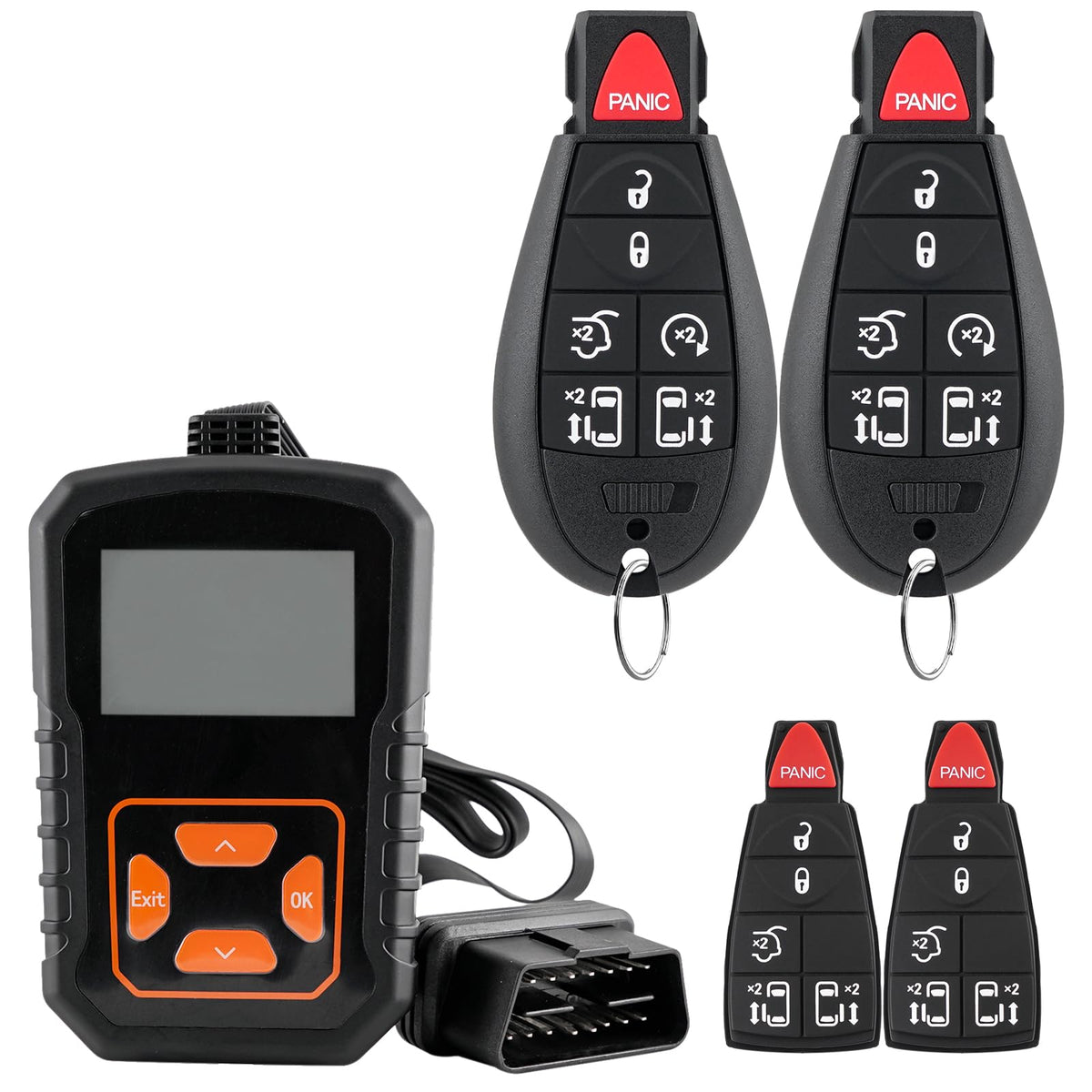 HYMOLKYE front view of two remotes showing correct fit and quick replacement