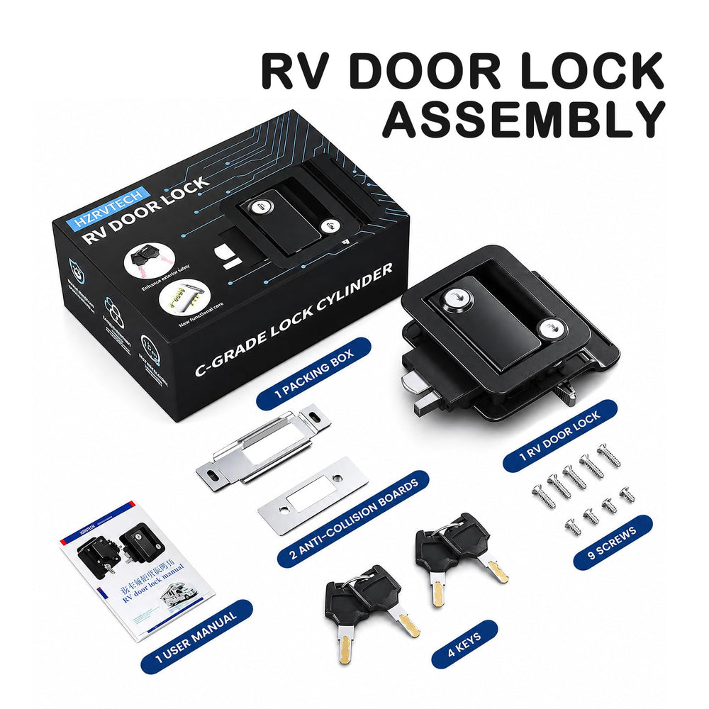 HZRVTECH installed on a camper door showing improved security and weather seal
