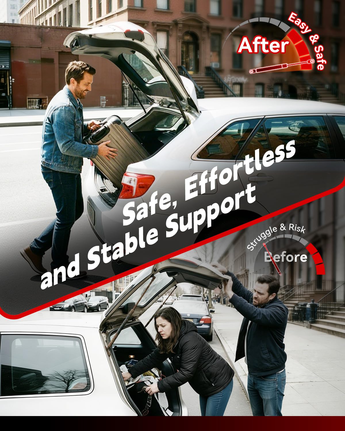 IAQWE strut mounted on Forester hatch demonstrating stable lift support