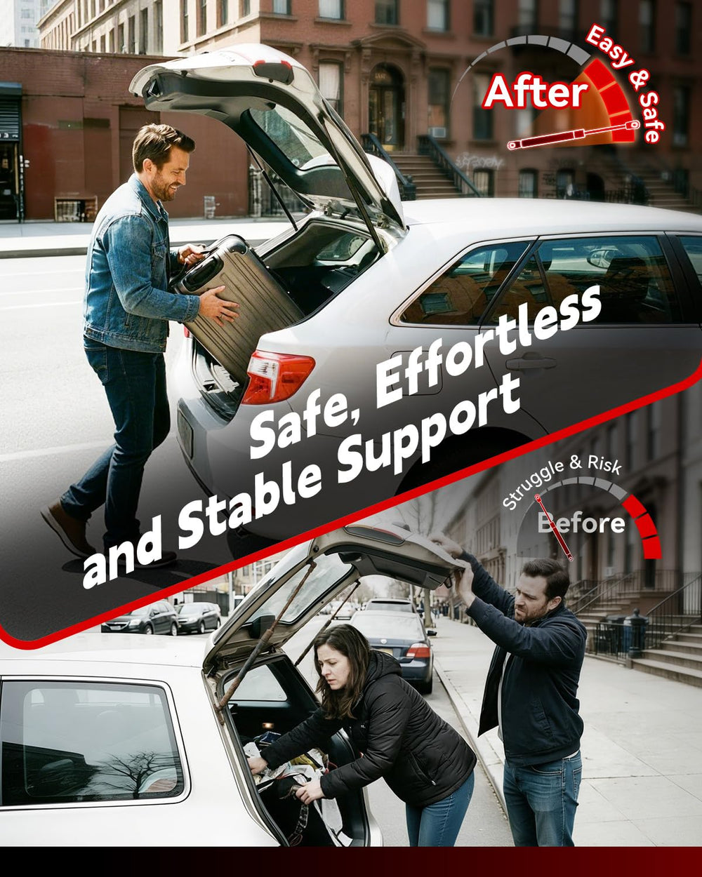 IAQWE strut mounted on Forester hatch demonstrating stable lift support
