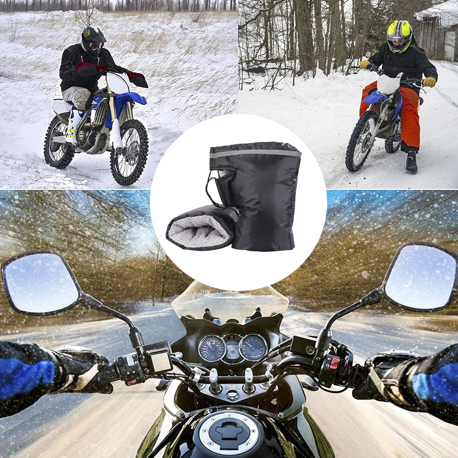 Ibluelover rider using handlebar muffs in winter for dry warm hands