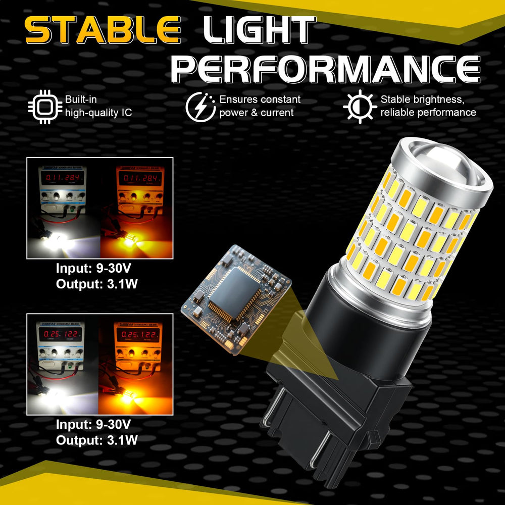 iBrightstar bulb installed in vehicle parking light showing crisp white DRL benefit