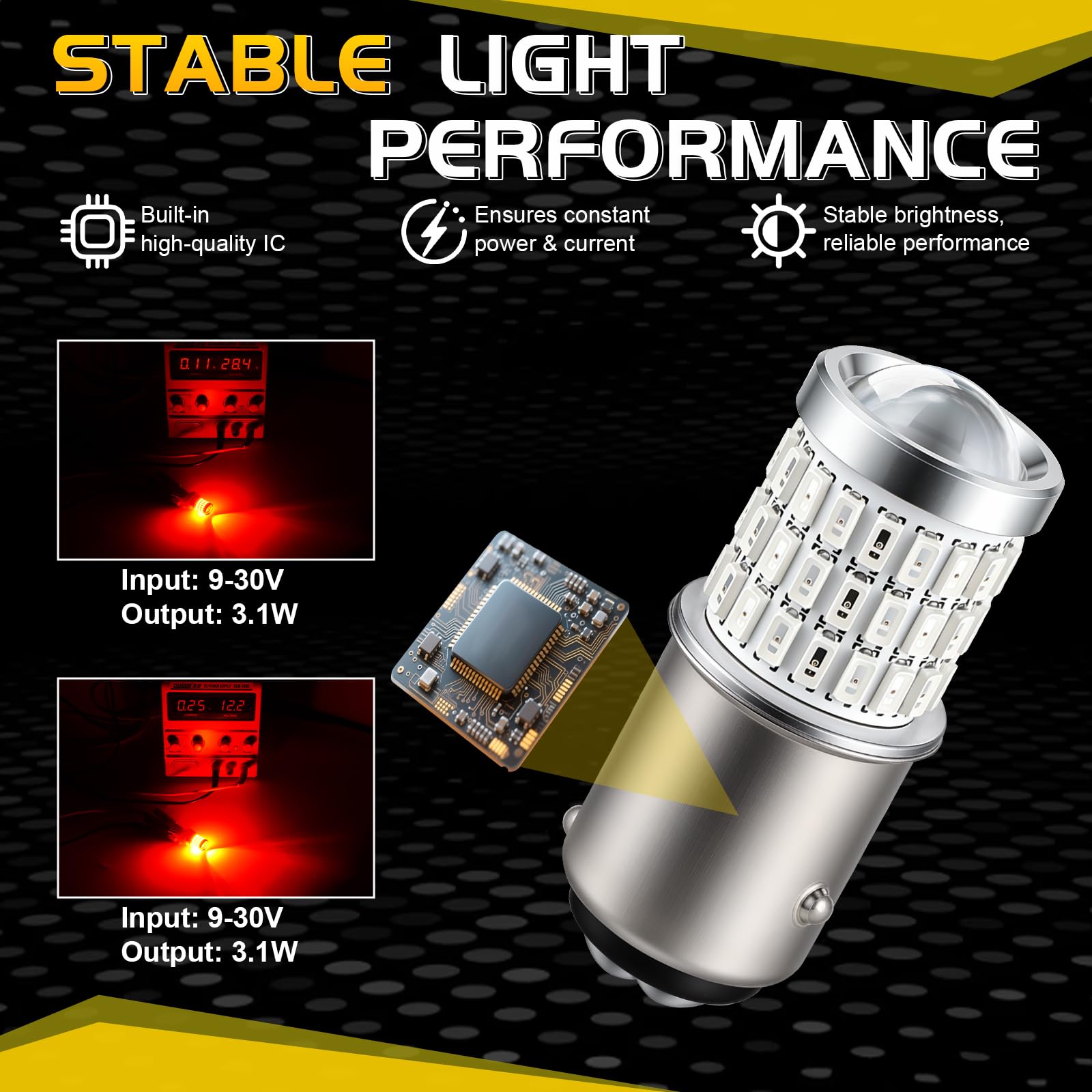 iBrightstar bulb beside ruler showing dimensions for correct fitment benefit