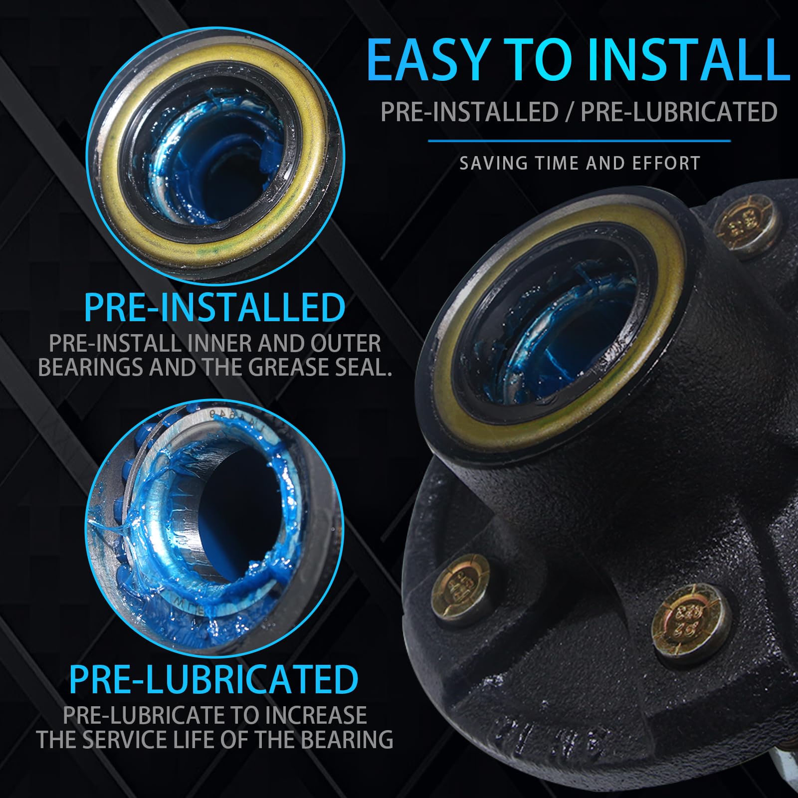 iBroPrat hub installed on trailer axle demonstrating correct fit