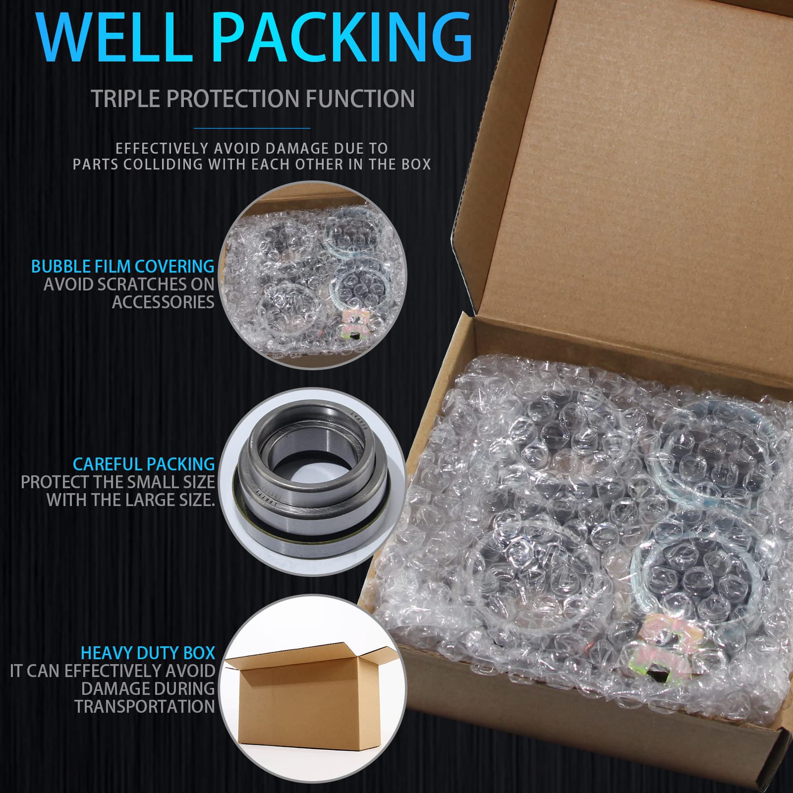 iBroPrat bearing kit next to ruler showing scale for correct axle fit benefit