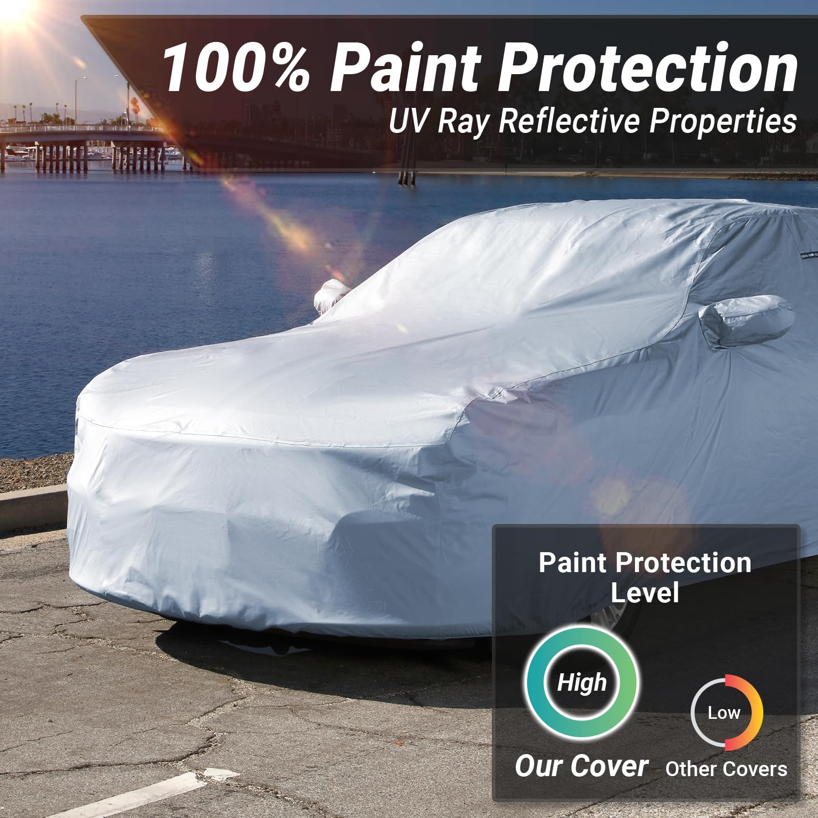 iCarCover close-up of soft inner lining protecting Mustang paint from scratches