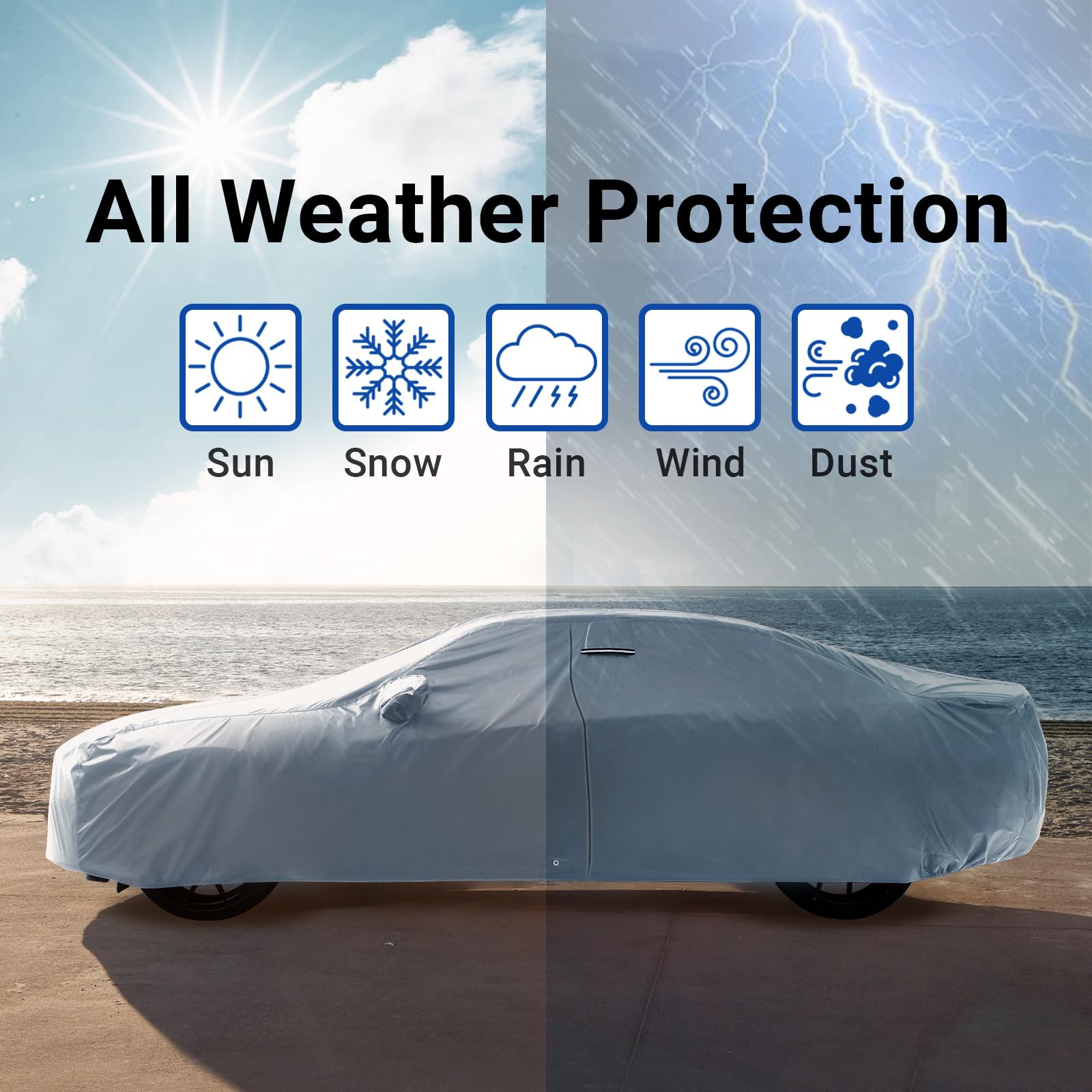 iCarCover on Mustang parked in driveway showing outdoor weather protection