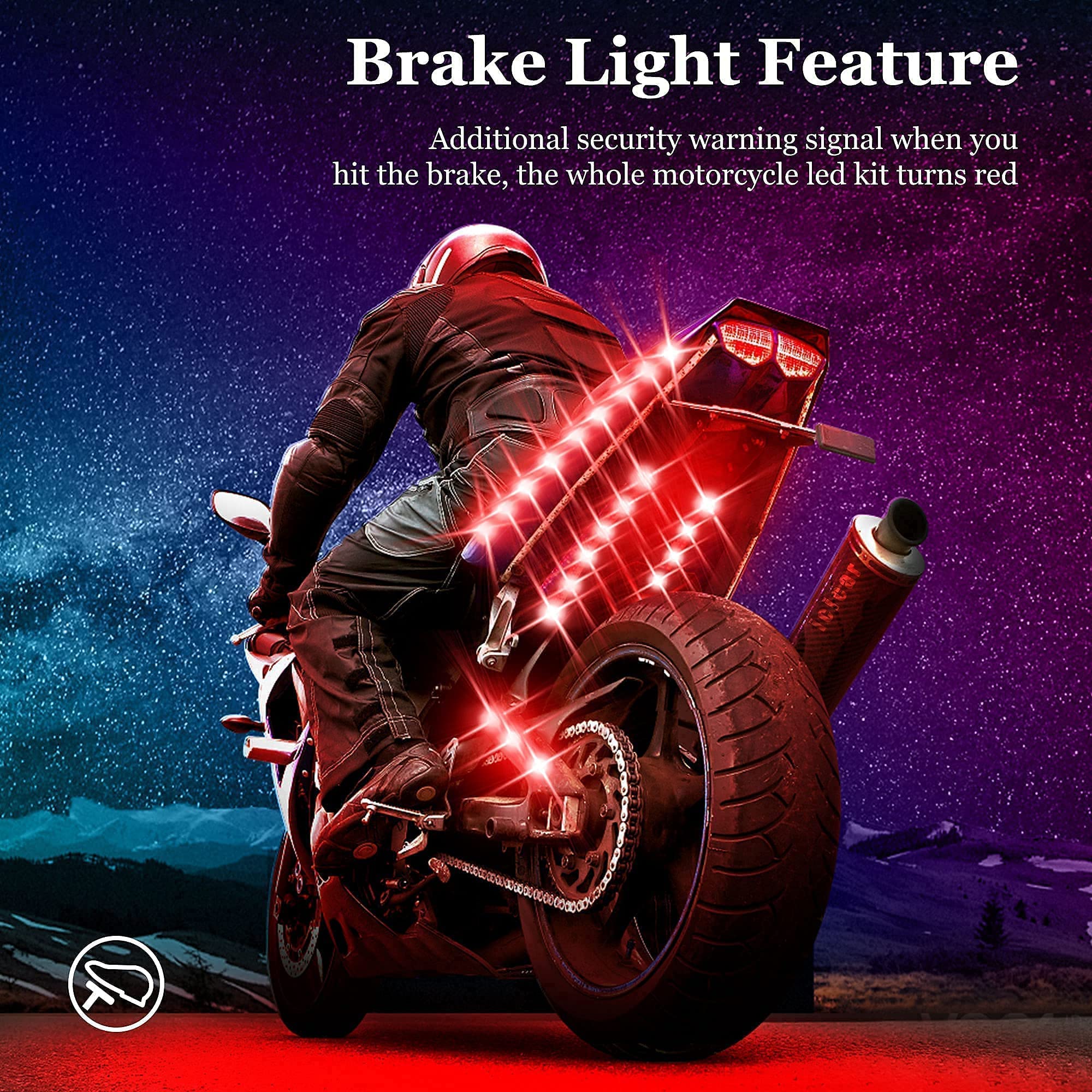 icicar under-motorcycle installed at night displaying vivid color impact benefit