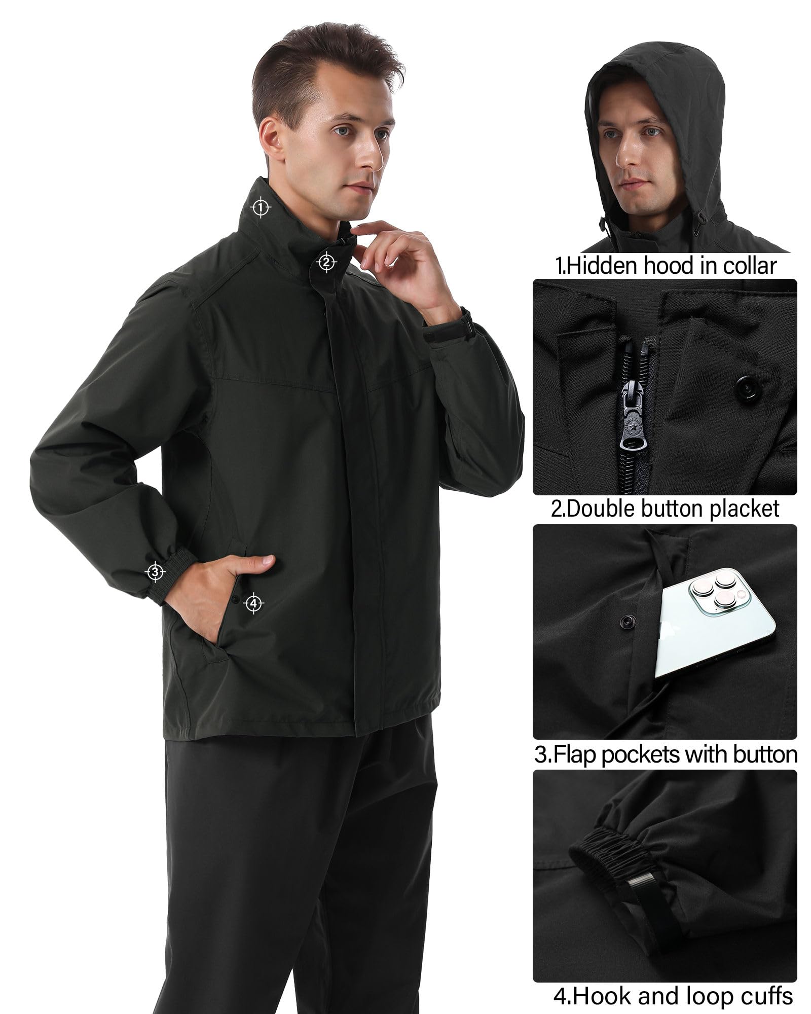 iCreek jacket hood stowed and adjustable for streamlined weather protection