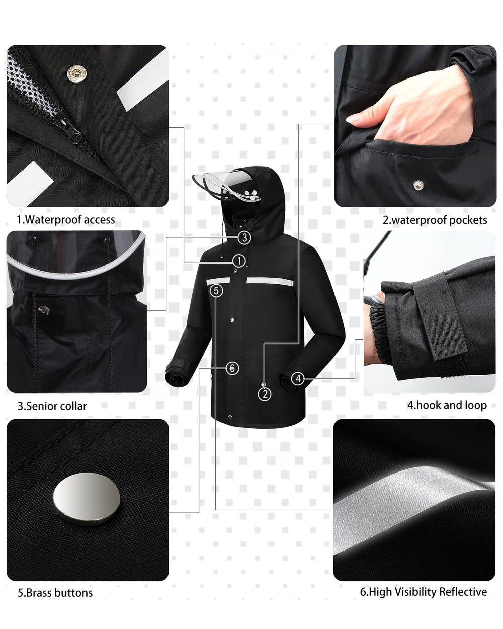 iCreek raincoat detachable transparent brim maintaining clear vision