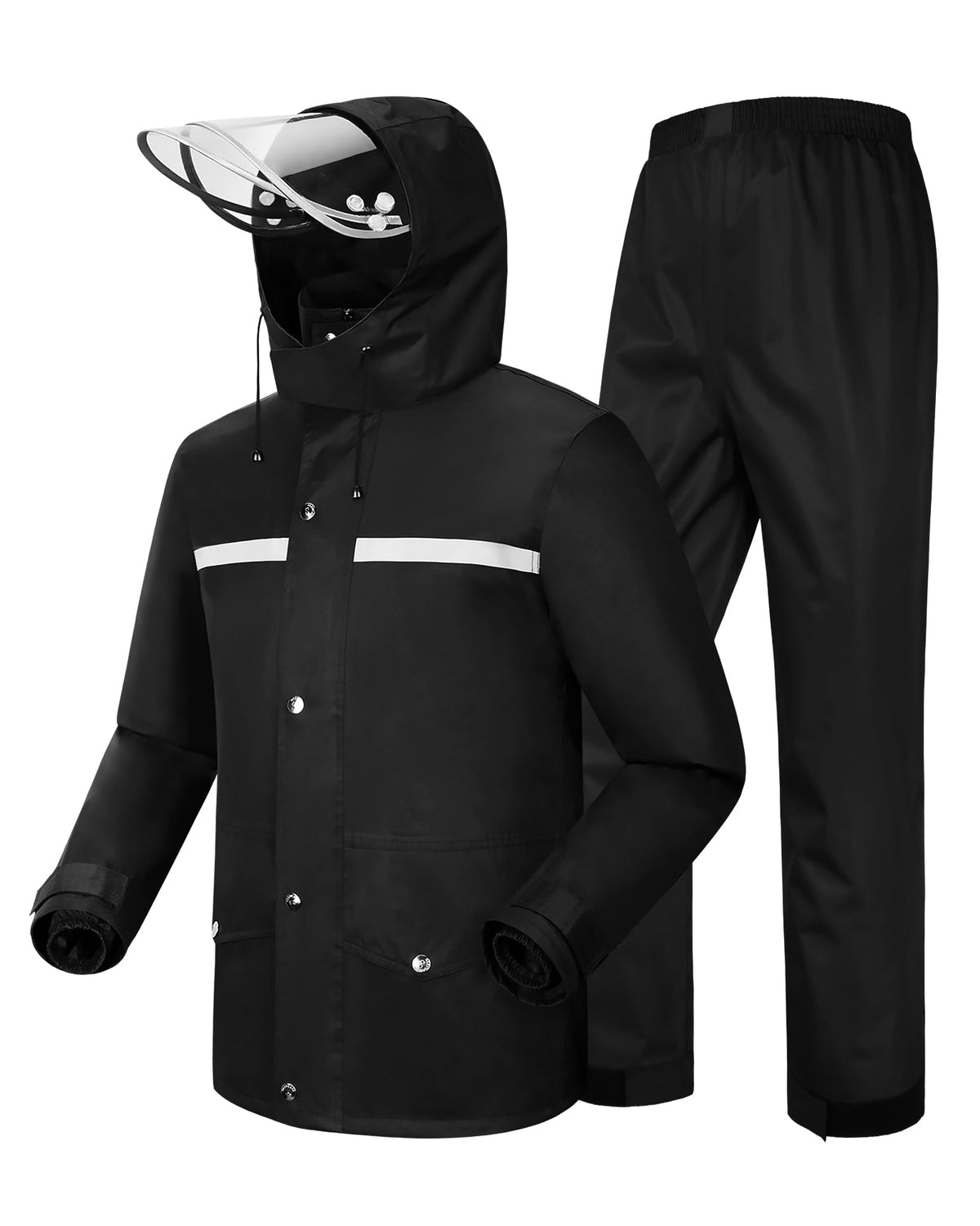 iCreek raincoat front view showing waterproof coverage and reflective safety