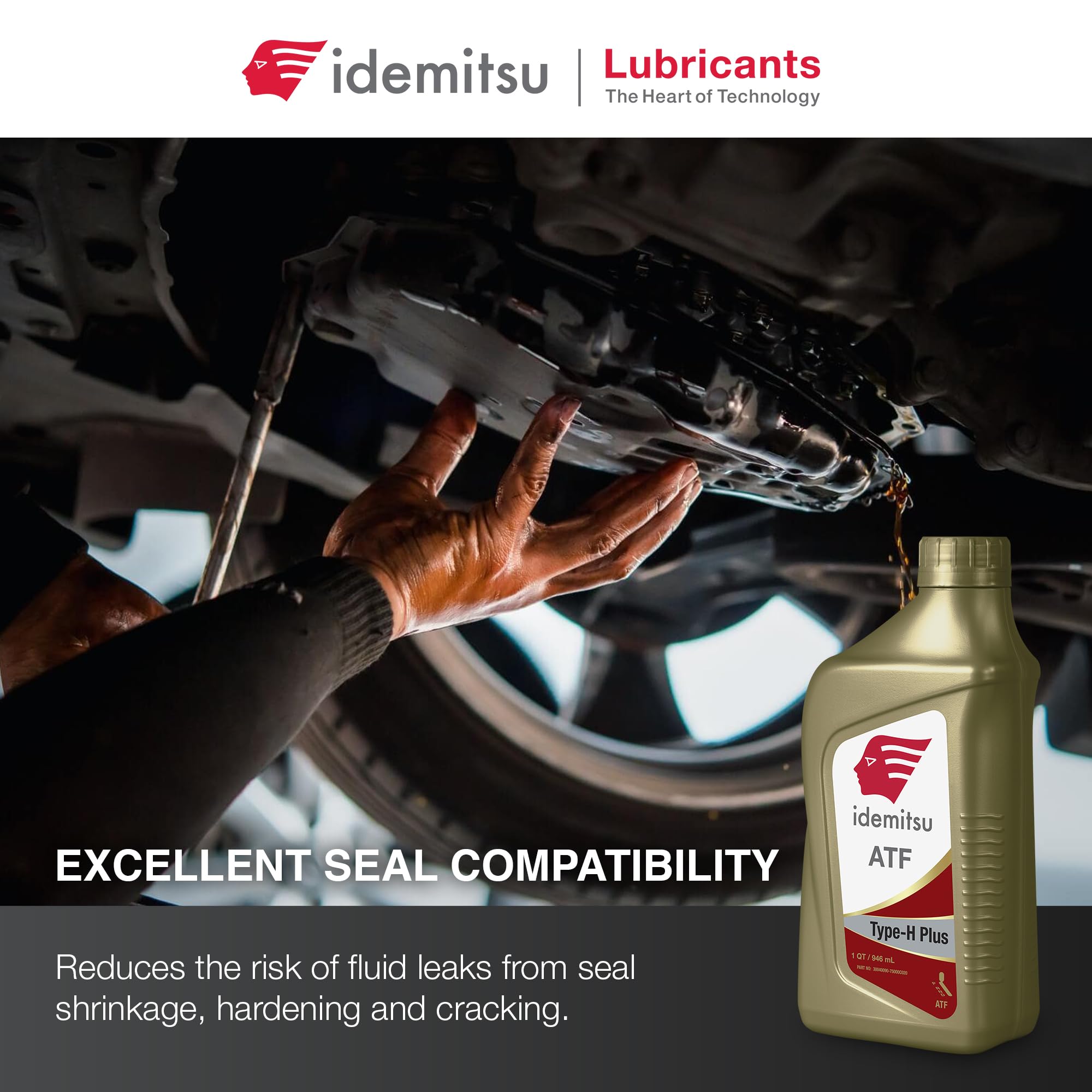 Idemitsu ATF Type H-Plus sealed bottle in original packaging showing storage safety benefit