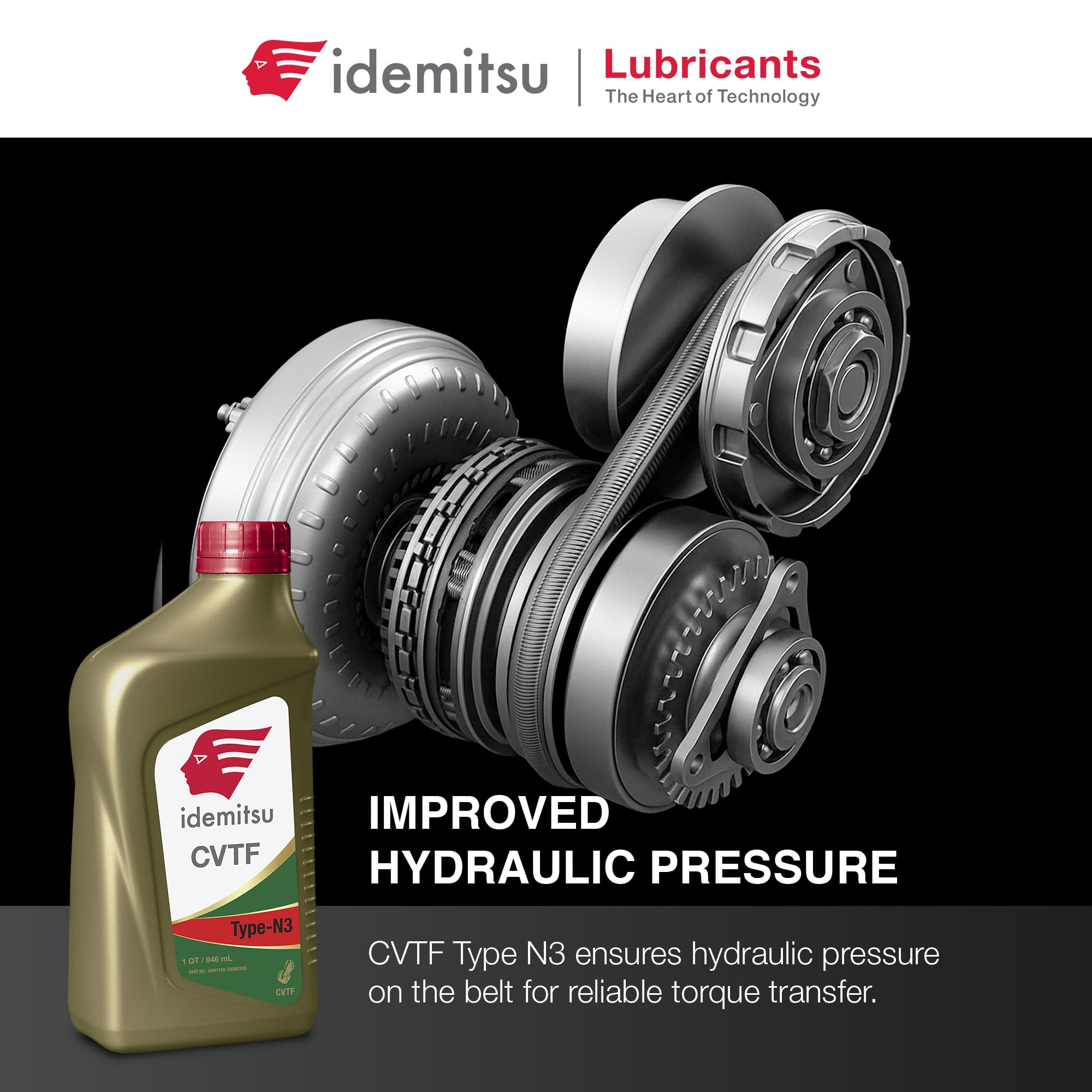 Idemitsu bottle in a service setting poured into CVT funnel showing professional application