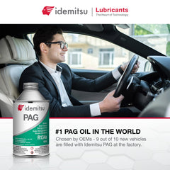 Closeup of Idemitsu PAG 46 oil texture showing clear lubricant quality