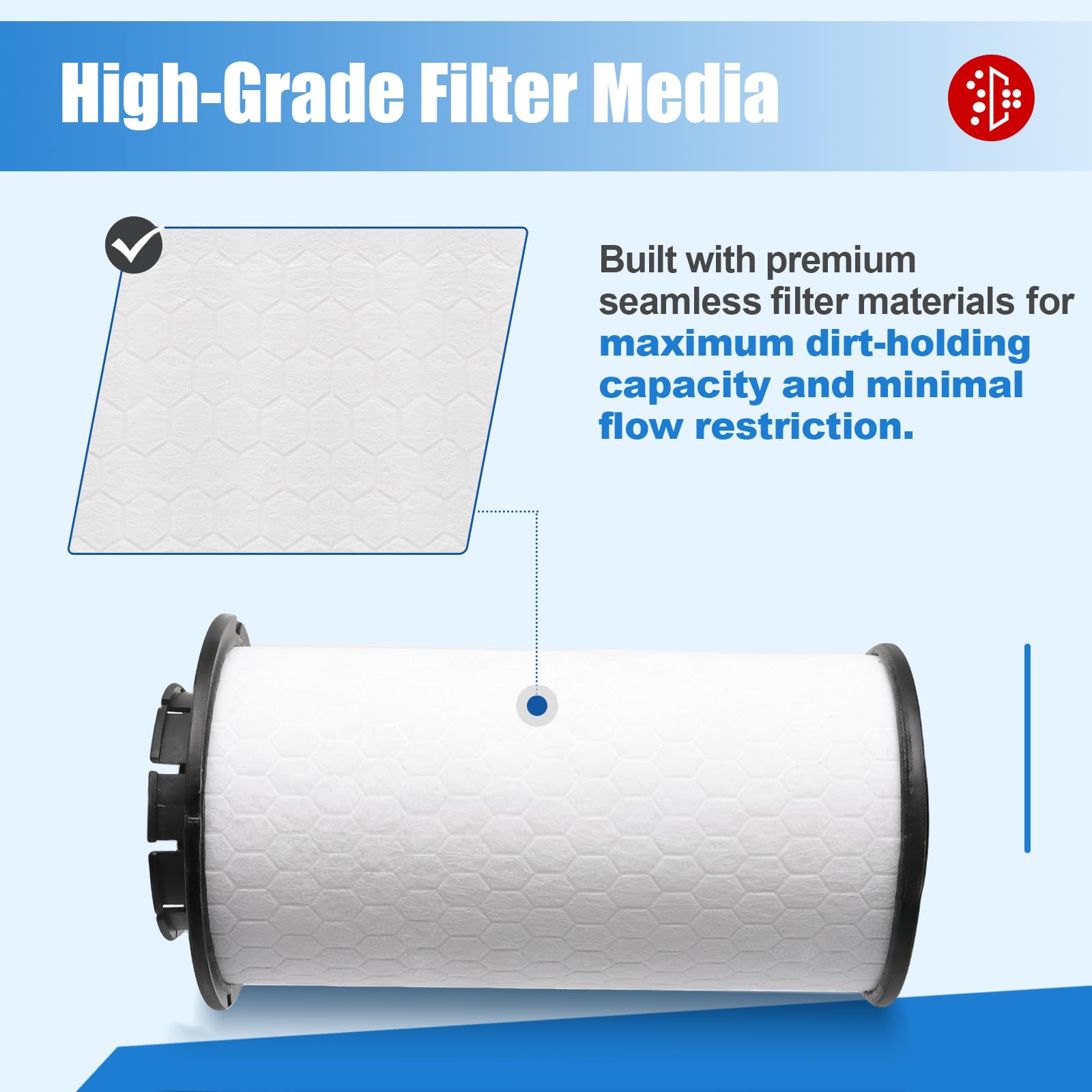 iFJF filter with spec label showing compatibility and interchange numbers