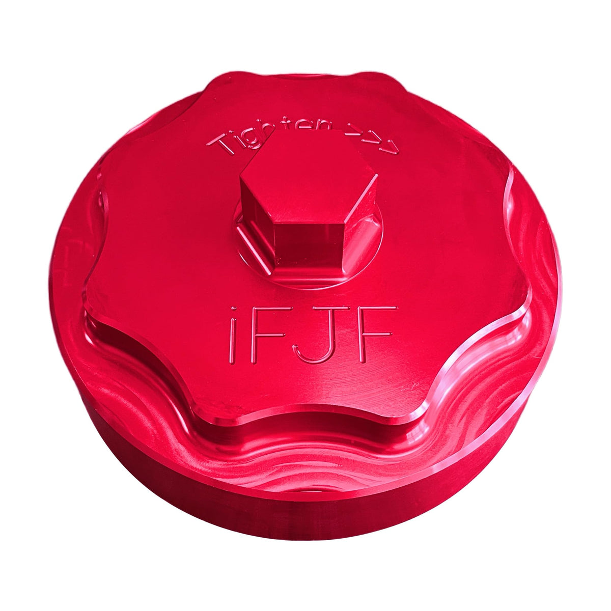 iFJF front view of red fuel filter cap showing fit and finish for durable replacement