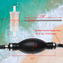 iFJF primer bulb close-up with arrows and check valve for correct fuel flow