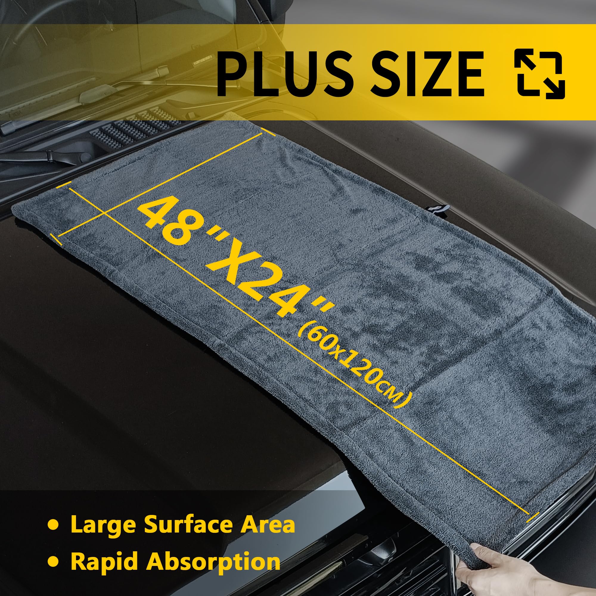 IFWIND towel absorbing large water beads off car surface quickly