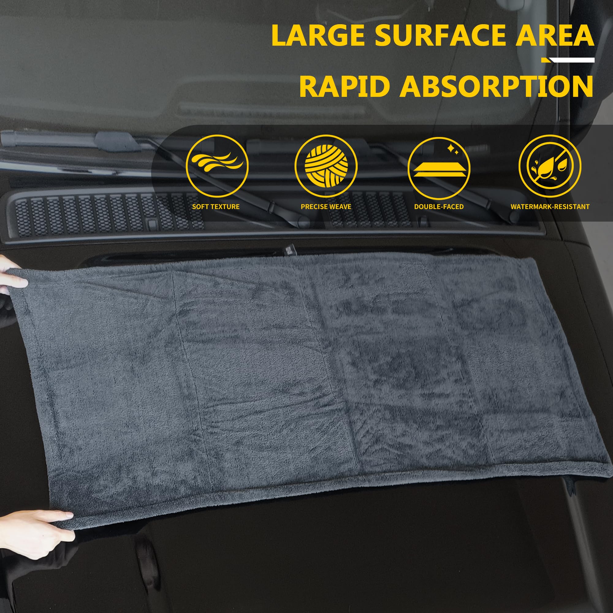 IFWIND towel covering car hood demonstrating wide 48x24 coverage