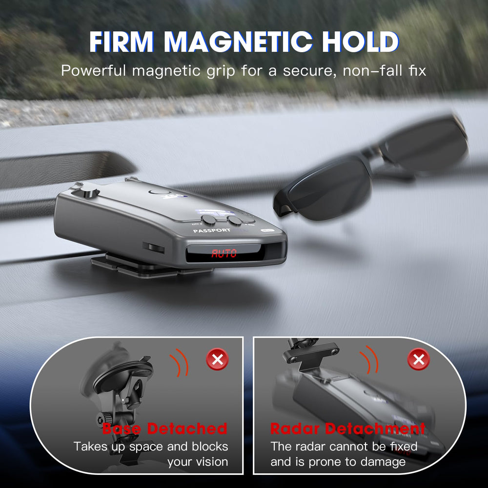 iGoevo mounted detector in car on highway showing stable performance