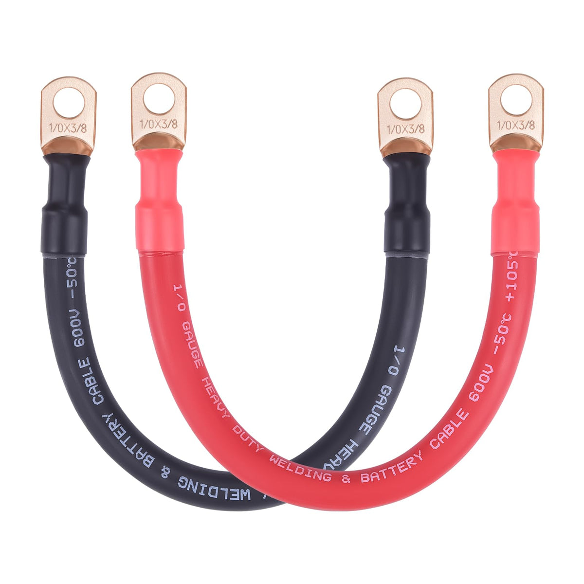 iGreely cable front view showing red and black cords and 3/8" lugs for reliable power