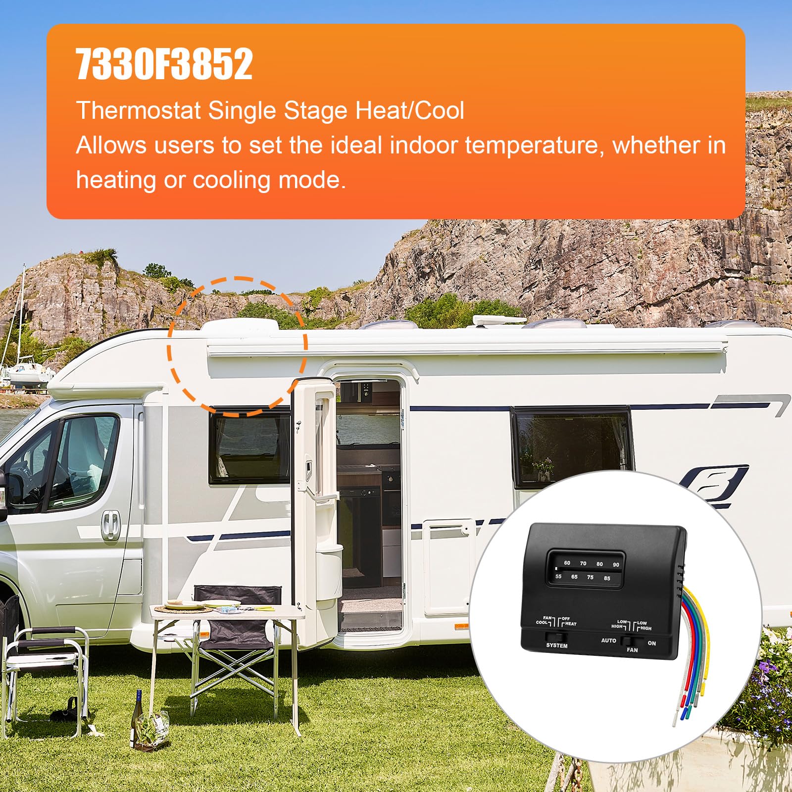 IHOUMEX thermostat mounted on RV wall demonstrating neat installation and reliable climate control