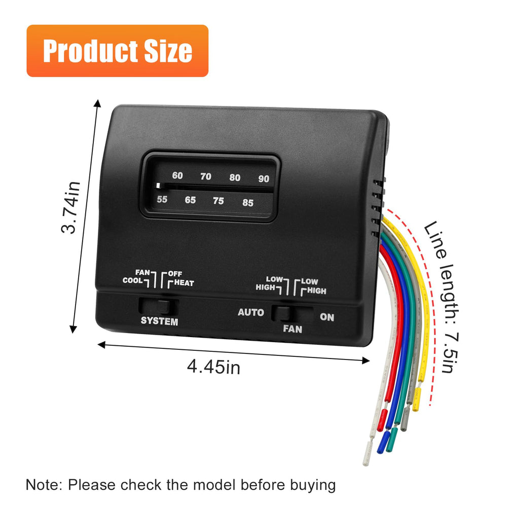 IHOUMEX thermostat beside a ruler for scale to confirm size and easy fit in standard openings