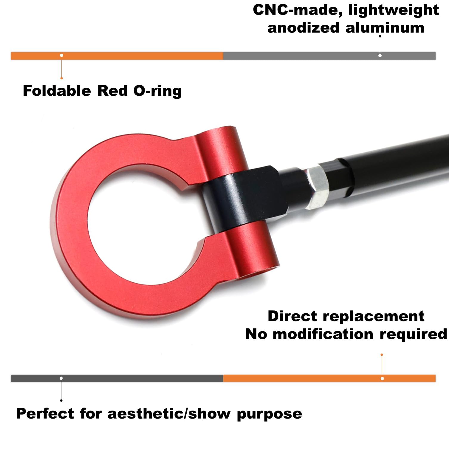 iJDMTOY anodized rod close-up showing CNC detail and rust resistance benefit