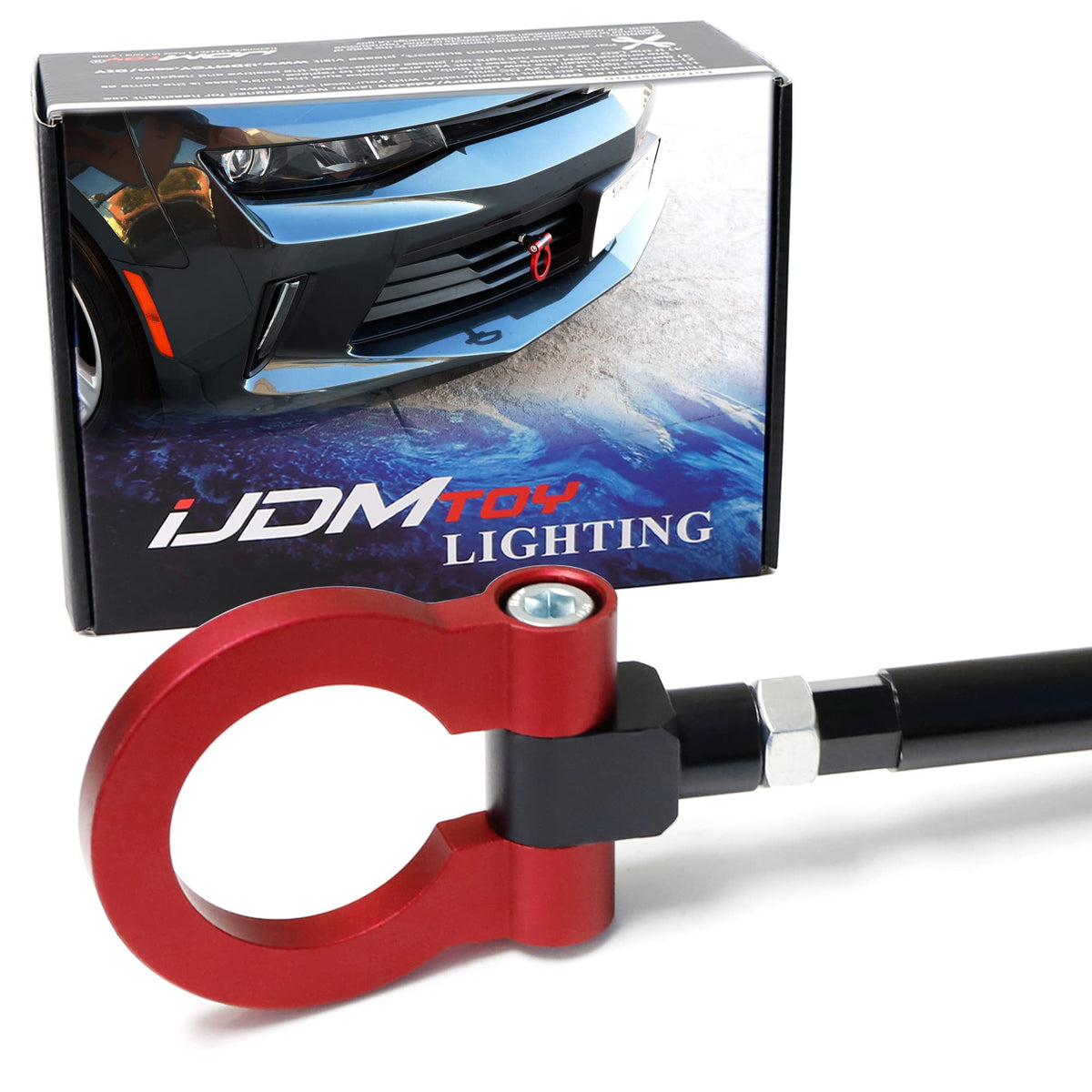 iJDMTOY front tow hook ring front view showing sleek finish and fit benefit