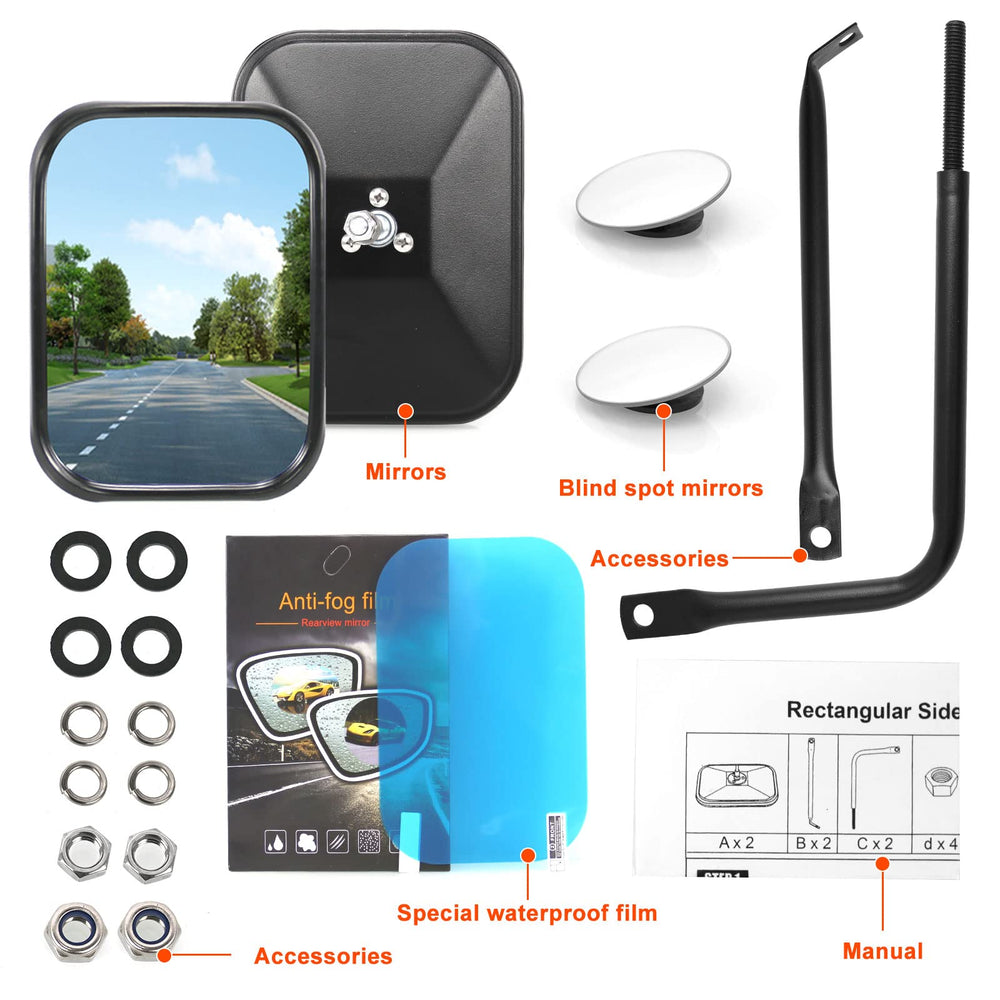 iKer mirror beside hand for scale showing 7.8-inch size advantage