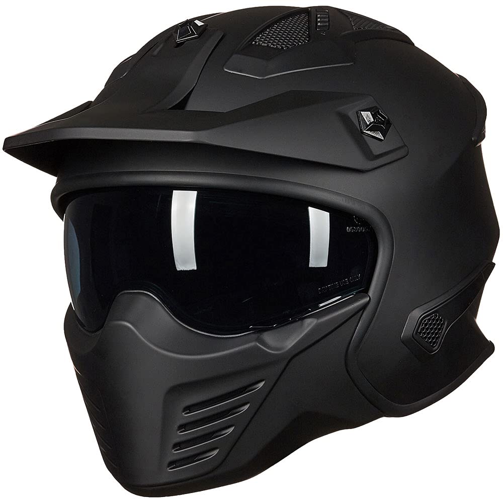 ILM helmet front view showing matte black finish and clear fit benefit