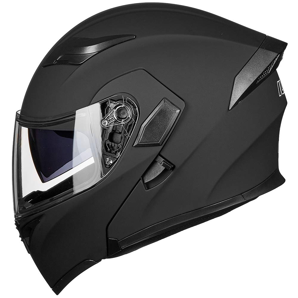 ILM side profile on bike showing modular flip-up convenience and wind reduction benefit